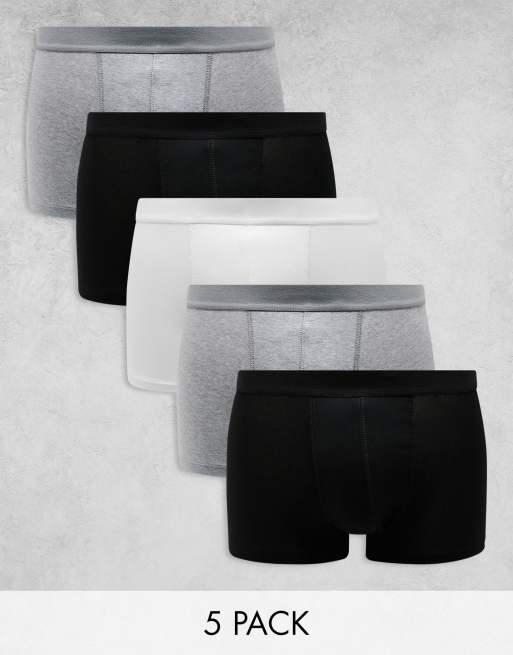 ASOS DESIGN – Trunks med enfärgade midjeband, 5-pack