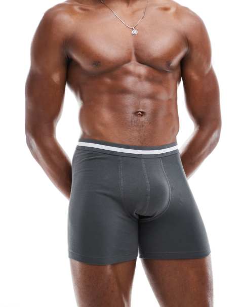 ASOS DESIGN trunks with contrast tipping in grey - view 1