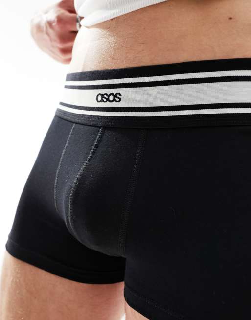 ASOS DESIGN trunks with contrast waistband in black | ASOS