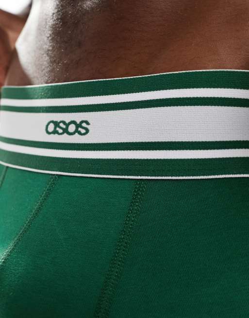 ASOS DESIGN trunks with contrast waistband in green