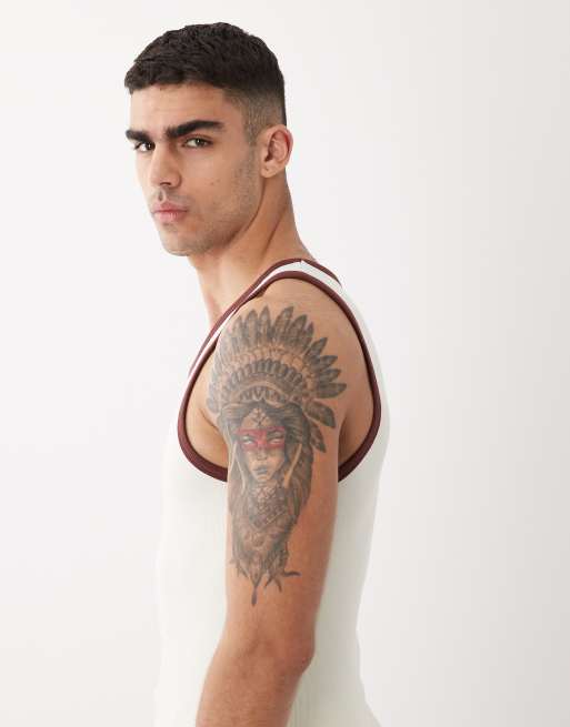 ASOS DESIGN - Tætsiddende cremehvid undertrøje i ribstrik med kontrastkanter, 5 af 5