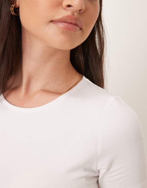 ASOS DESIGN - Tætsiddende cropped t-shirt i hvid, 2 af 4
