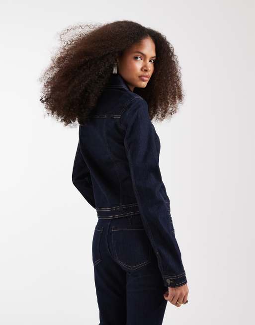 ASOS DESIGN - Tætsiddende denimjakke i blækfarvet vask - Del af sæt, 4 af 4