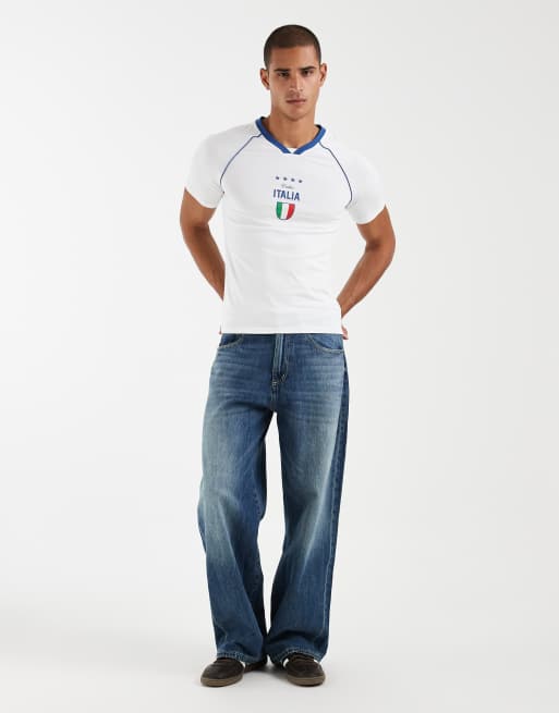 ASOS DESIGN - Tætsiddende hvid T-shirt med 'Italia'-print, 3 af 5