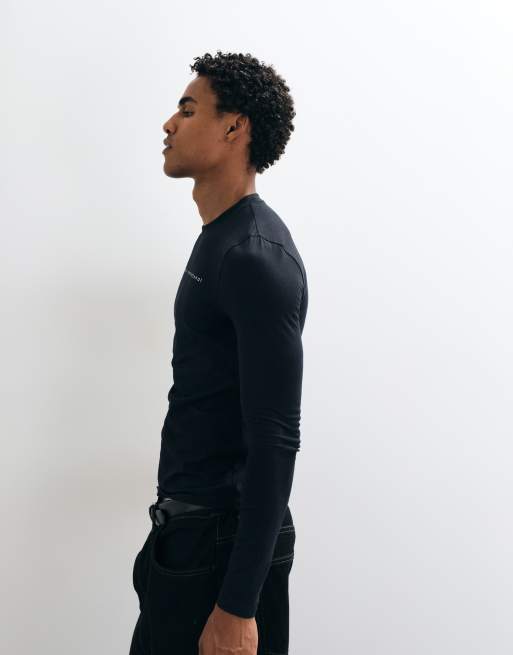 ASOS DESIGN tætsiddende langærmet T-shirt med byprint i sort, 5 af 10