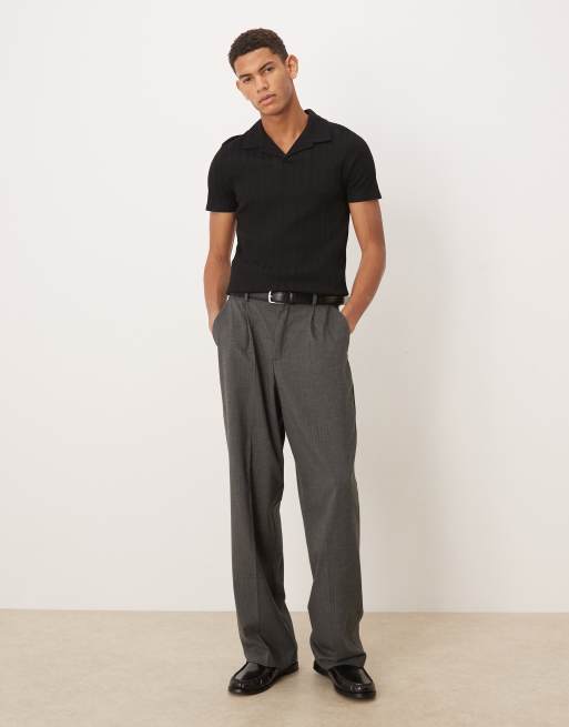 ASOS DESIGN - Tætsiddende og kraftig sort poloskjorte i ribstrik med reverskrave, 2 af 5