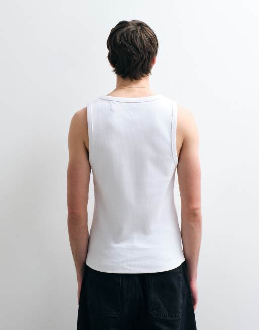 ASOS DESIGN - Tætsiddende og ribstrikket hvid undertrøje i superkraftigt stof, 2 af 5