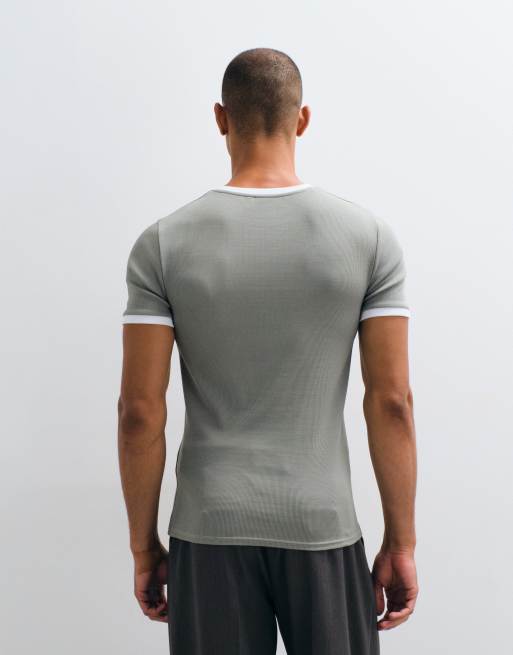 ASOS DESIGN tætsiddende ringer T-shirt i grøn rib, 5 af 5