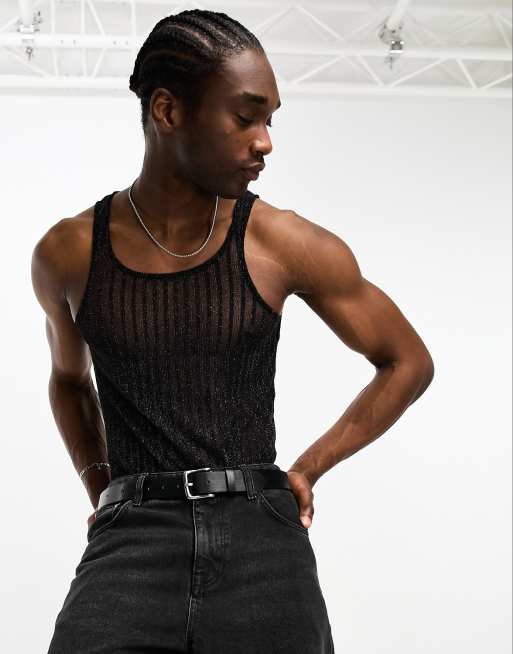 ASOS DESIGN - Tætsiddende sort bodystocking i glitrende mesh