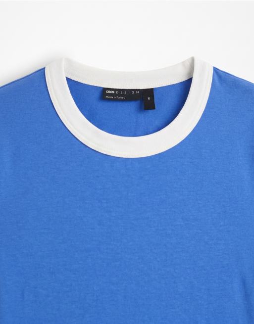 ASOS DESIGN tætsiddende T-shirt med ringer-detalje i blå, 8 af 9