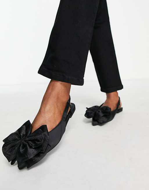 satin black flats