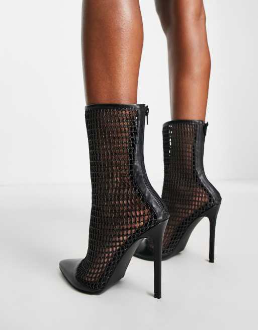 Glimmer Rhinestone Mesh Heel Boots – Mermaid Way