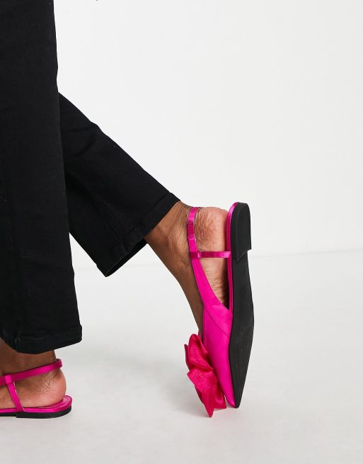 ASOS DESIGN TTYA – Rosa ballerinaskor i satin med rosett, 2 av 4
