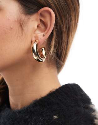 tube hoop earrings in gold tone