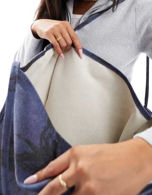 ASOS DESIGN tubular handle canvas tote bag in dark floral