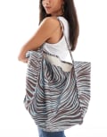 [ASOS DESIGN] ASOS DESIGN tubular handle canvas tote bag in oversized zebra print-Multi No Size Zebra print
