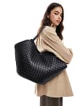 [ASOS DESIGN] ASOS DESIGN tubular handle vase tote bag in black weave No Size BLACK