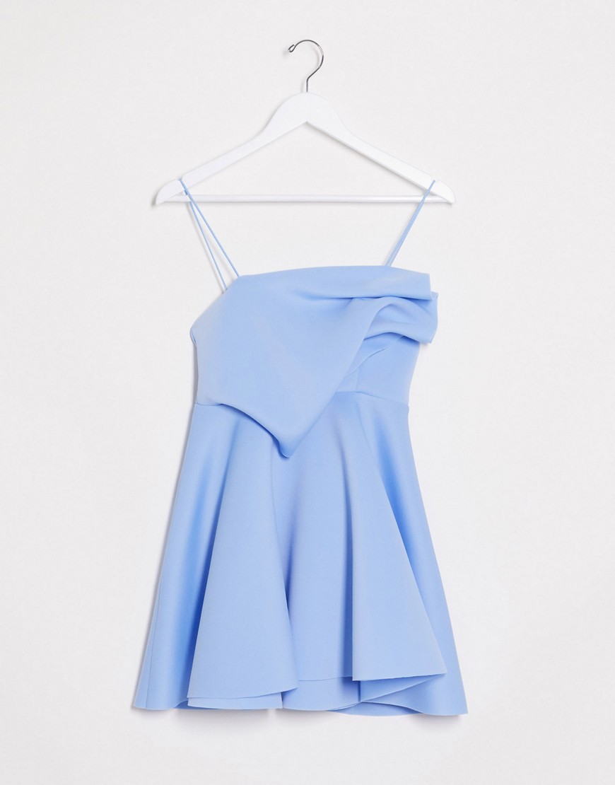 ASOS DESIGN tuck detail cami skater mini dress in powder blue