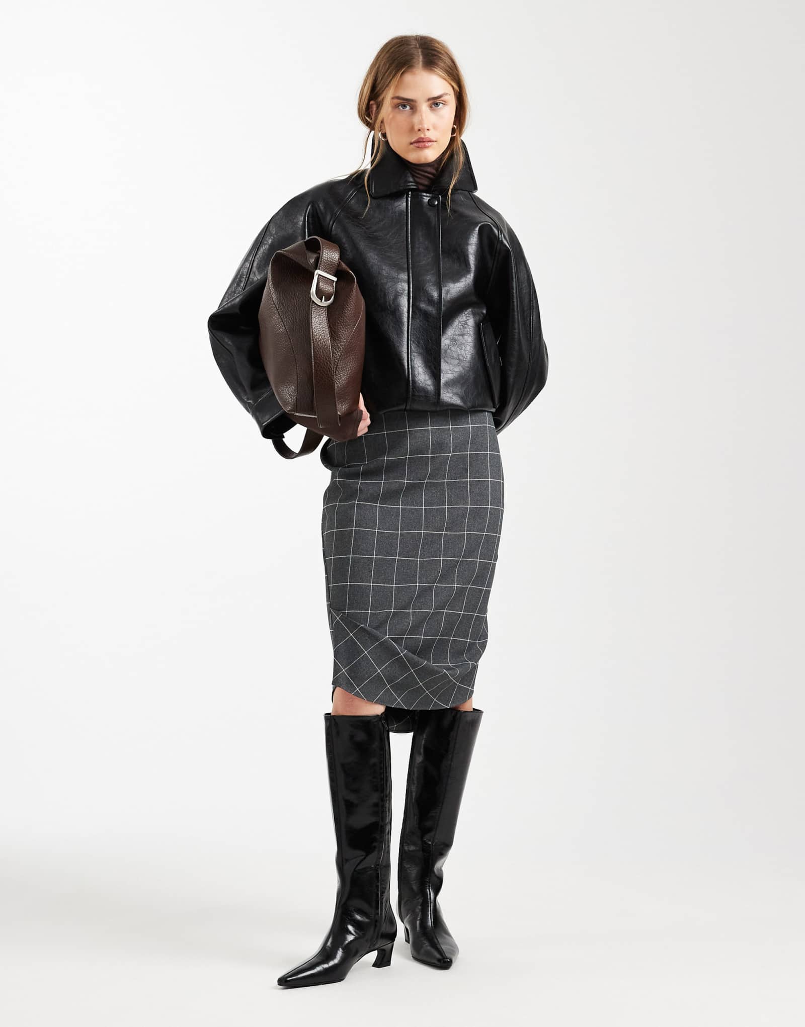 ДИЗАЙНЕРСКАЯ юбка-карандаш с вытачками ASOS в серую клетку