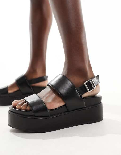 ASOS DESIGN Tucker 2 chunky flatforms in black