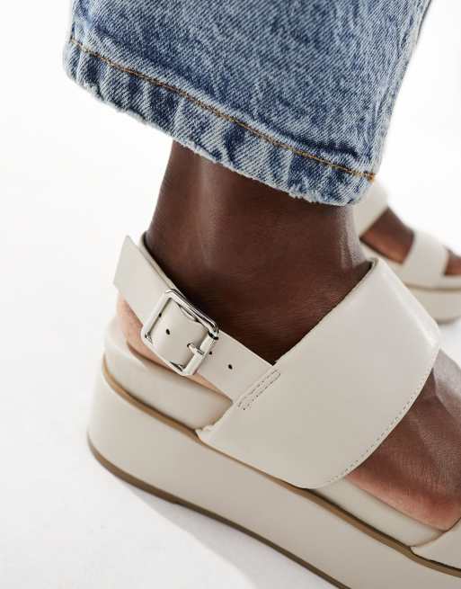 ASOS DESIGN Tucker 2 chunky flatforms in off white