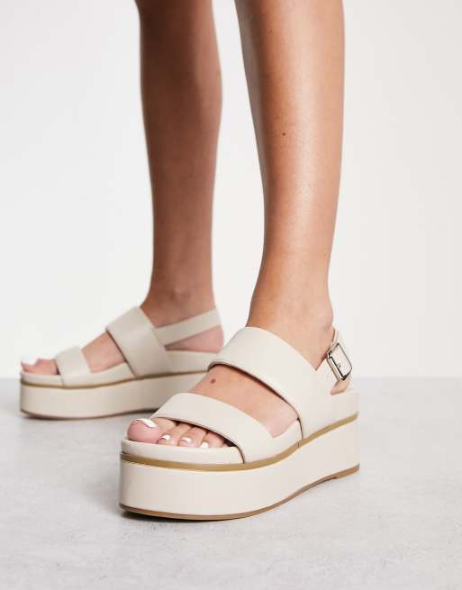 ASOS DESIGN Fudge chunky flip flops in off-white