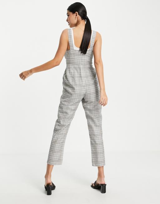 ASOS DESIGN - Tuinbroek met figuurnaden en gespen in geruite print , 2 van 4