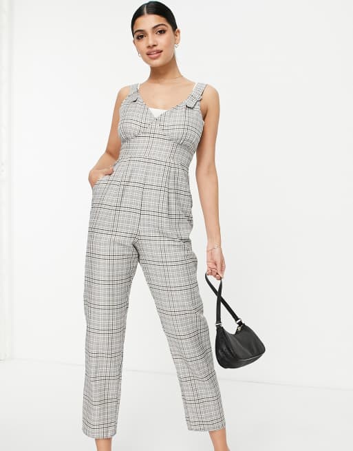 ASOS DESIGN - Tuinbroek met figuurnaden en gespen in geruite print , 4 van 4