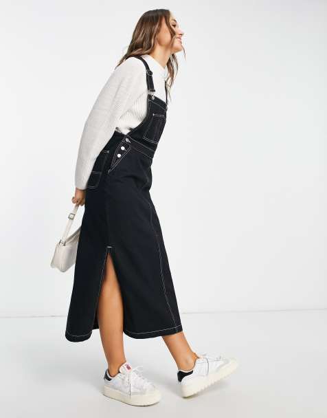 ASOS DESIGN - Tuinjurk in zwart met contrasterende stiksels - view 1