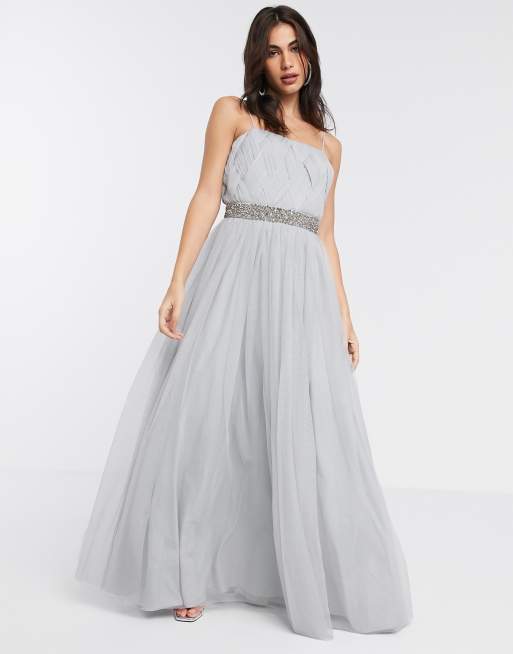 Asos design tulle maxi 2025 dress with embellished waist