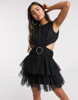 black tulle mini dress