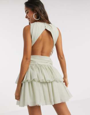 sage green mini dress