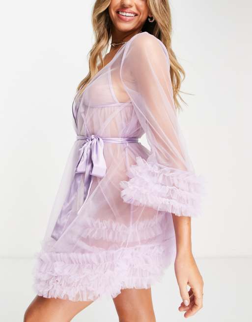 ASOS DESIGN tulle mini robe in lilac