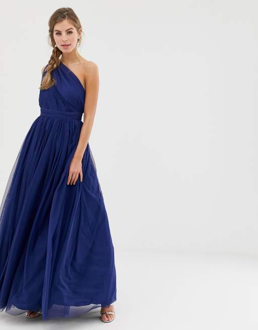 Asos design premium tulle store one shoulder maxi dress