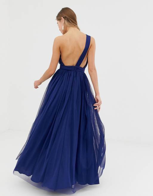 Asos tulle one shoulder maxi clearance dress