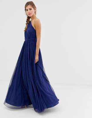 asos tulle one shoulder maxi dress