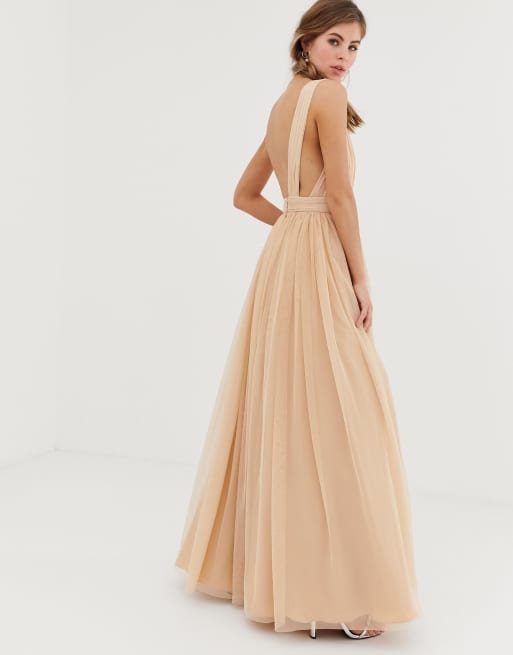 Asos tulle one shoulder cheap maxi dress