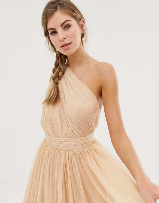 Asos design tulle hotsell one shoulder maxi dress