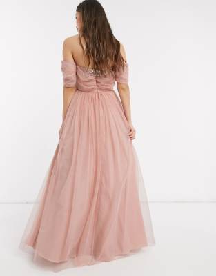 sequin tulle maxi dress