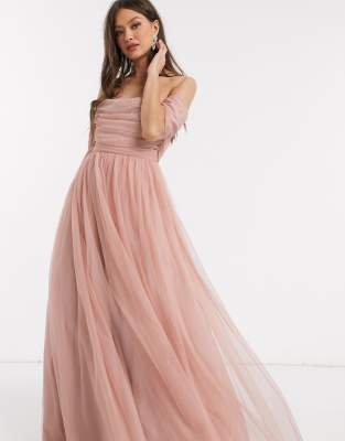 asos design soft tulle maxi dress