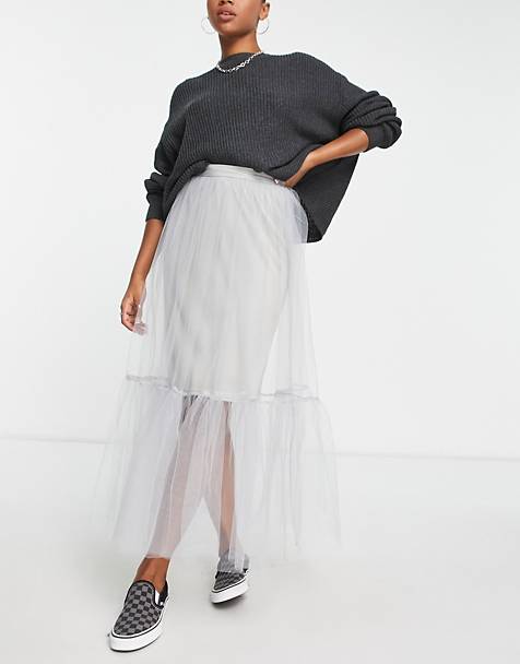 Womens Clothing Skirts Mid-length skirts Karl Lagerfeld Tulle Midi Skirt in White 