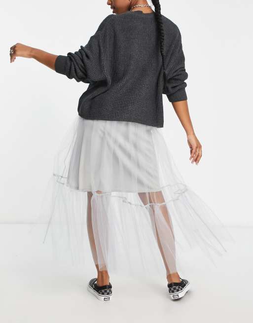 Grey tiered 2025 maxi skirt