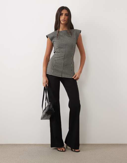 ASOS DESIGN tunika bez rękawów z poduszkami na ramionach w pepitkę, 2 z 4