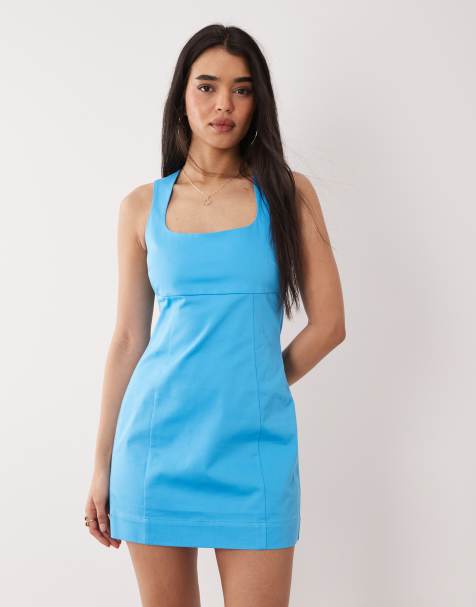 ASOS DESIGN - Turkisblå bodycon-minikjole med firkantet hals - view 1