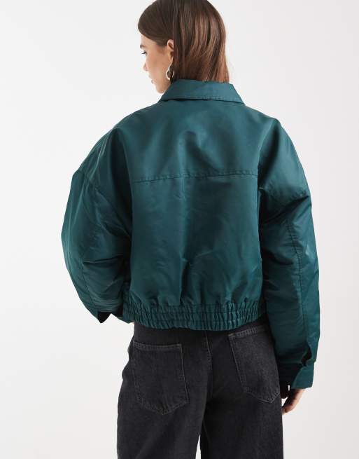 ASOS DESIGN – Turkos bomberjacka i nylon, 3 av 4