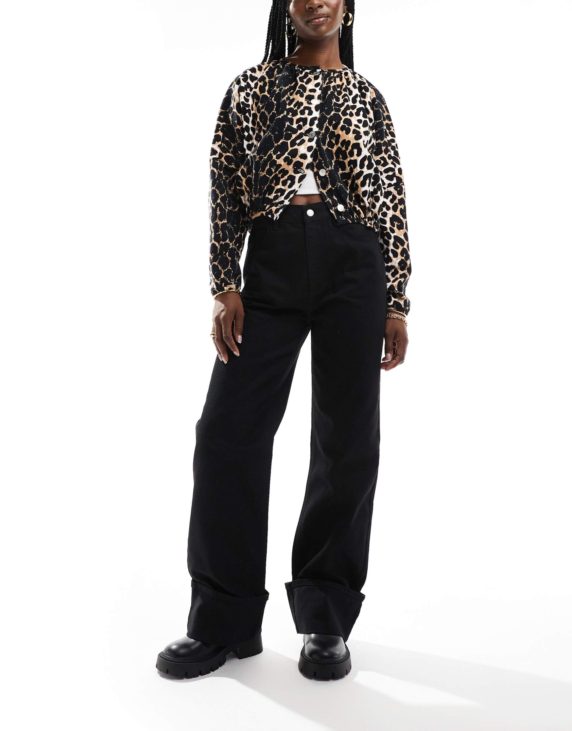 asos design turn up jean in black