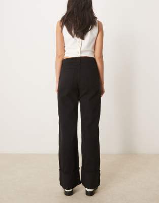Asos Design Turn Up Jean In Black