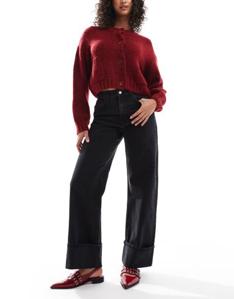 ASOS DESIGN turn up jean in washed black - view 1