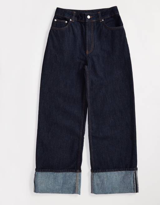 ASOS DESIGN turn up jeans in rinse blue