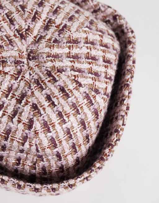 ASOS DESIGN turnback hat in pink boucle, 3 of 3